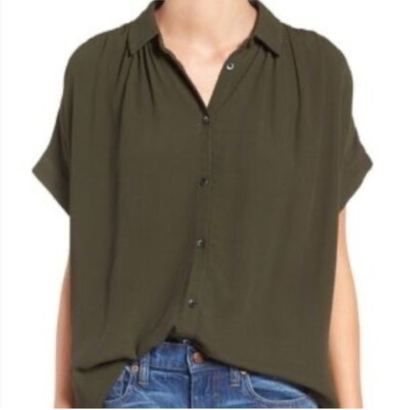 Madewell Central Drapey shirt in Olive - Picture 4 of 8